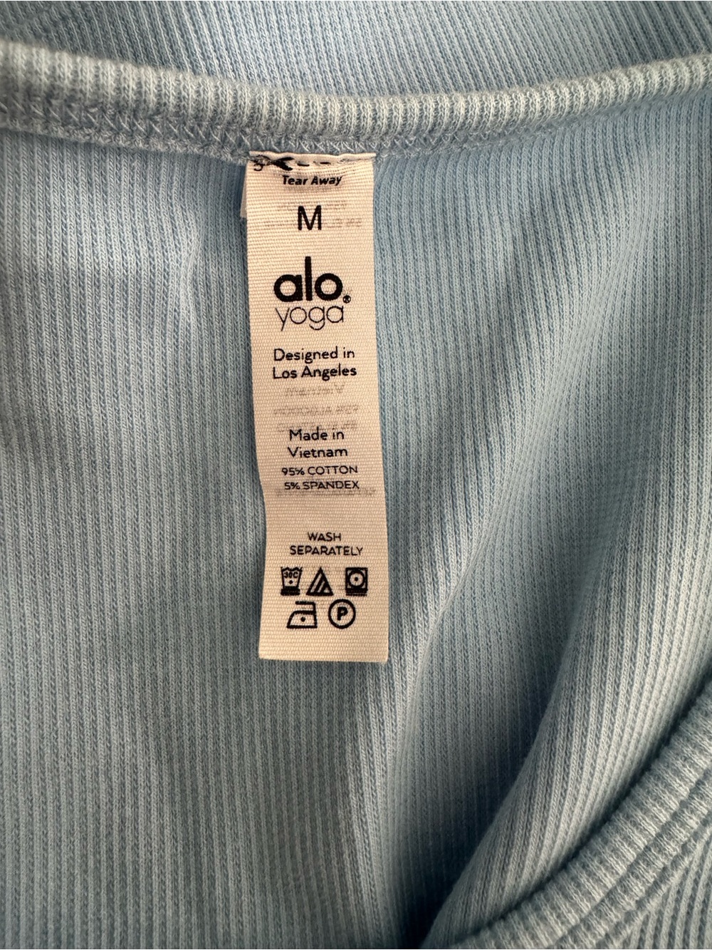 Alo Crop Light Blue Ribbed Tank Top - Picture 3 of 3
